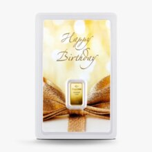 1 g Degussa Goldbarren - Geschenkblister: Happy Birthday