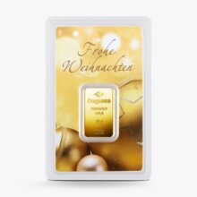 10 g Degussa Goldbarren - Geschenkblister: Frohe Weihnachten