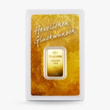 10 g Degussa Goldbarren - Geschenkblister: Herzlichen Glückwunsch