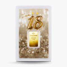 5 g Degussa Goldbarren - Geschenkblister: Zum 18. Geburtstag