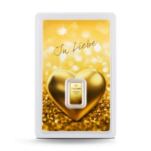 1 g Degussa Goldbarren - Geschenkblister: In Liebe