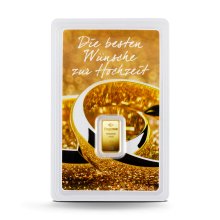 1 g Degussa Goldbarren - Geschenkblister: Die besten Wünsche zur Hochzeit