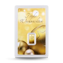1 g Degussa Goldbarren - Geschenkblister: Frohe Weihnachten