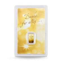 1 g Degussa Goldbarren - Geschenkblister: Danke für alles