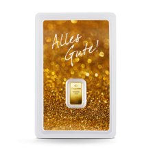 1 g Degussa Goldbarren - Geschenkblister: Alles Gute