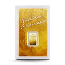 2,5 g Degussa Goldbarren - Geschenkblister: Herzlichen Glückwunsch