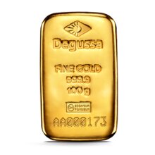 100 g Degussa Goldbarren (geprägt)