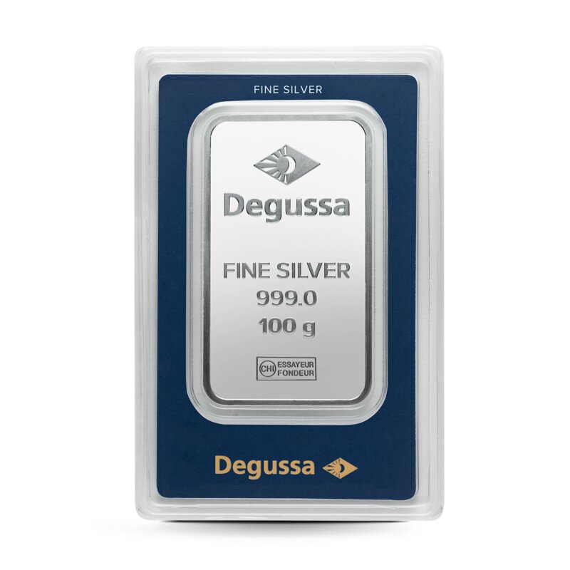 '100 g Degussa Silberbarren (geprägt)'