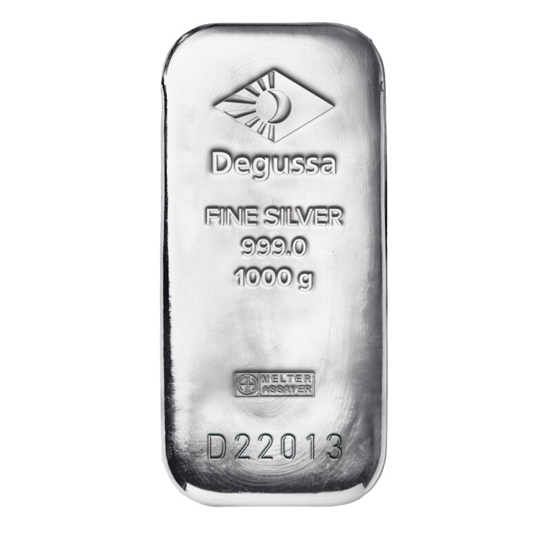 '1000 g Degussa Silberbarren (gegossen)'