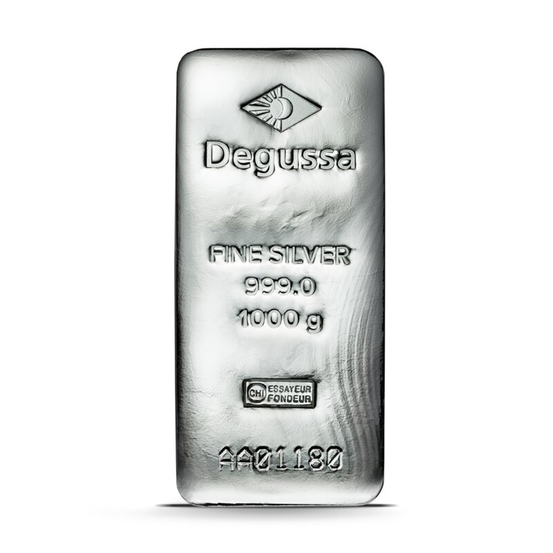 '1000 g Degussa Silberbarren (gegossen)'