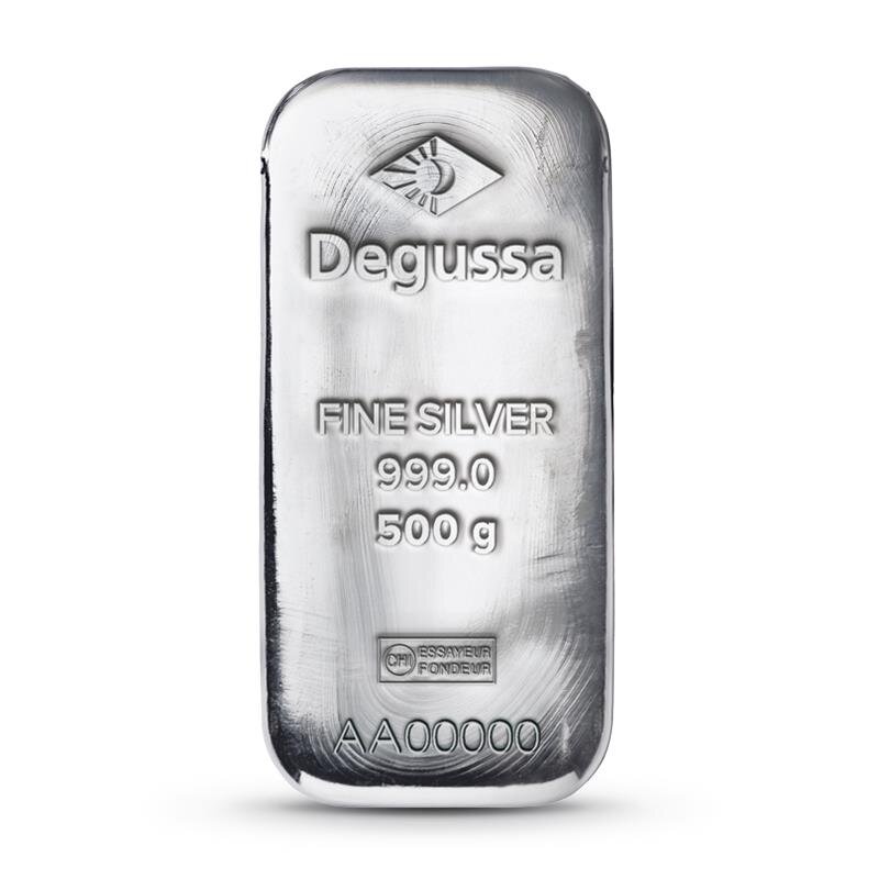 205010 500 g degussa silberbarren gegossen 1 wahl freisteller 1