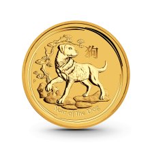 1 oz  Lunar II Goldmünze Hund 2018