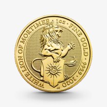 1 oz Queens Beasts 2020 White Lion of Mortimer Goldmünze