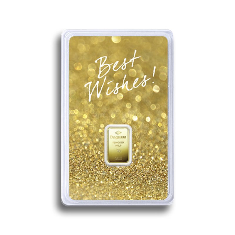 '1 g Degussa Goldbarren - Geschenkblister: Best Wishes'