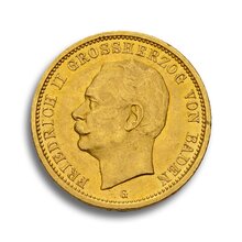 Baden 20 Mark Friedrich II Kaiserreich Gold